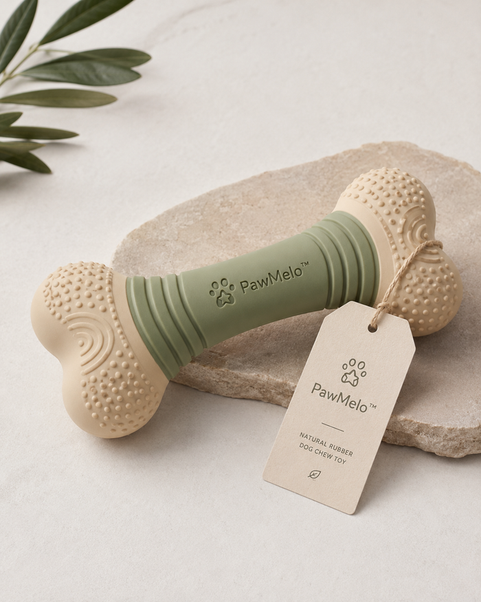 PawMelo™ Natural Rubber Dog Chew Bone Toy